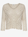Jacqueline de Yong Cremefarbenes gemustertes Crop-Top 3/4-Arm-Pullover JDY Neu