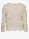 Jacqueline de Yong Cremefarbenes gemustertes Crop-Top 3/4-Arm-Pullover JDY Neu
