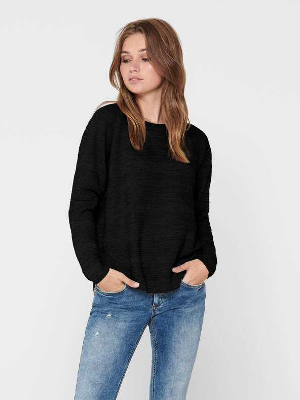 ONLY Schwarzer gerippter leichter Pullover ONLY Caviar