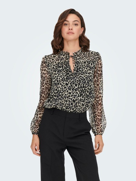 ONLY Beige und schwarz gemusterte Damenbluse ONLY Ditsy