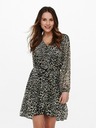 ONLY Beige-schwarzes gemustertes Damen-Kleid ONLY Cera
