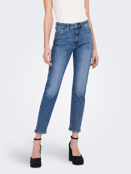 ONLY Blaue Straight Fit Jeans für Damen ONLY Emily