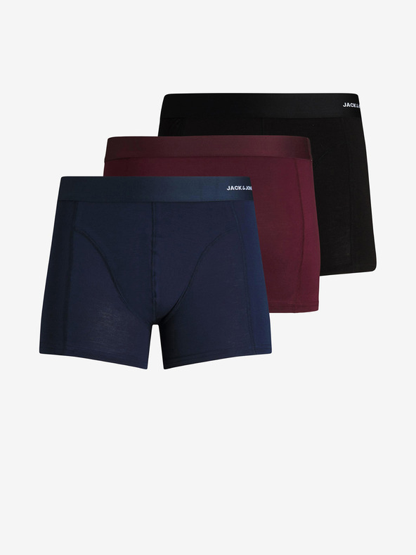 Jack & Jones Dreier-Set Herren-Boxershorts in Dunkelblau, Burgunderrot und Schwarz Jack & Jones Basic