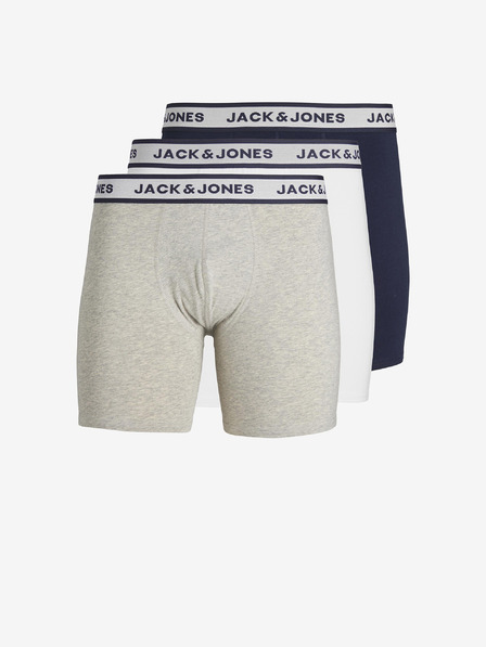 Jack & Jones Dreierpack Herren-Boxershorts in Hellgrau, Weiß und Dunkelblau Jack & Jones Solid