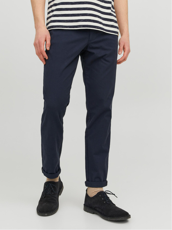 Jack & Jones Dunkelblaue Jack & Jones Marco Herren-Cropped-Chinohose