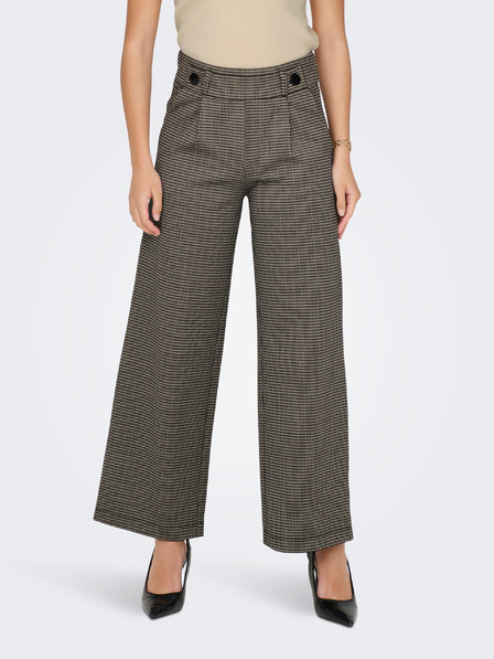 Jacqueline de Yong Schwarz-beige gemusterte Damenhose mit weitem Bein JDY Geggo