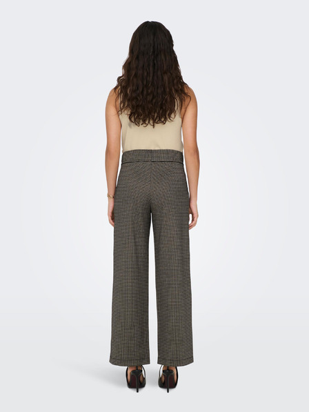 Jacqueline de Yong Schwarz-beige gemusterte Damenhose mit weitem Bein JDY Geggo
