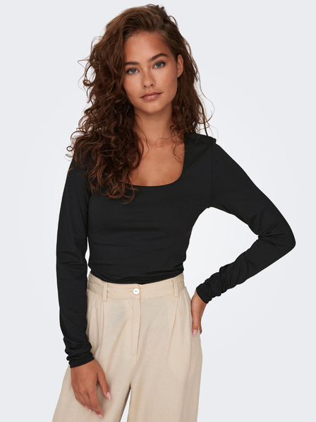 ONLY Schwarzes Basic-Langarm-T-Shirt für Damen ONLY Lea