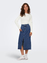 ONLY Cremefarbenes Damen-Basic-T-Shirt mit langen Ärmeln ONLY Lea