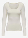 ONLY Cremefarbenes Damen-Basic-T-Shirt mit langen Ärmeln ONLY Lea