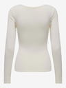 ONLY Cremefarbenes Damen-Basic-T-Shirt mit langen Ärmeln ONLY Lea