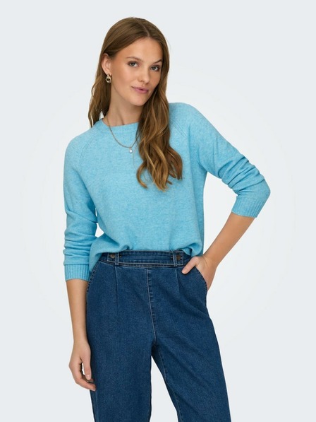 ONLY Hellblauer Basic-Pullover für Damen ONLY Lesly
