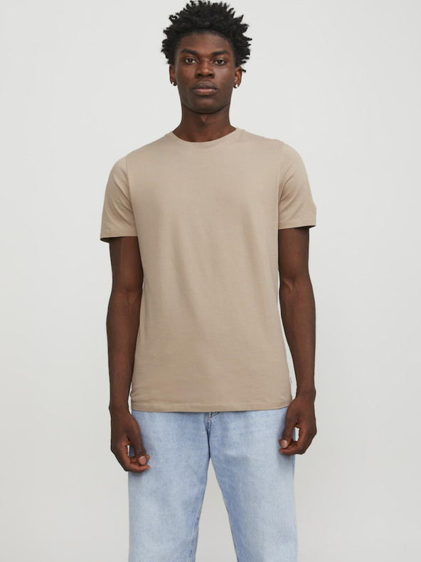 Jack & Jones Beigefarbenes Basic-T-Shirt für Herren Jack & Jones Organic