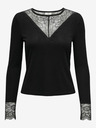 Jacqueline de Yong Schwarzes Damen T-Shirt mit Spitze JDY Roxy