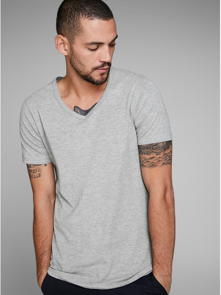 Jack & Jones Hellgrau gestreiftes Jack & Jones Basic-T-Shirt