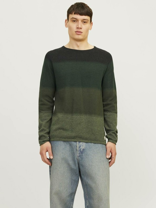 Jack & Jones Grüner Herren Jack & Jones JJEHILL gestreifter Pullover