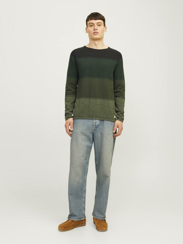Jack & Jones Grüner Herren Jack & Jones JJEHILL gestreifter Pullover