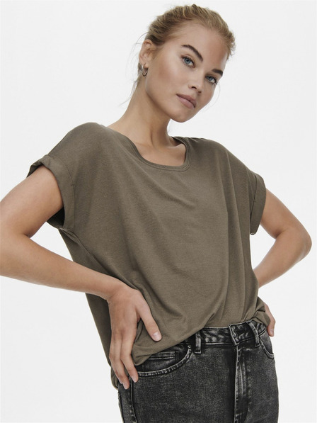 ONLY Braunes Damen-T-Shirt ONLY Moster