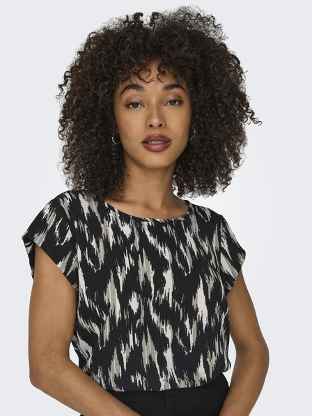ONLY Beige und schwarz gemusterte Damenbluse ONLY Vic