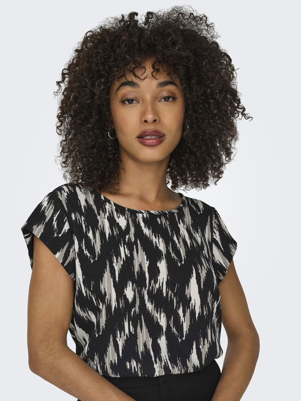 ONLY Beige und schwarz gemusterte Damenbluse ONLY Vic