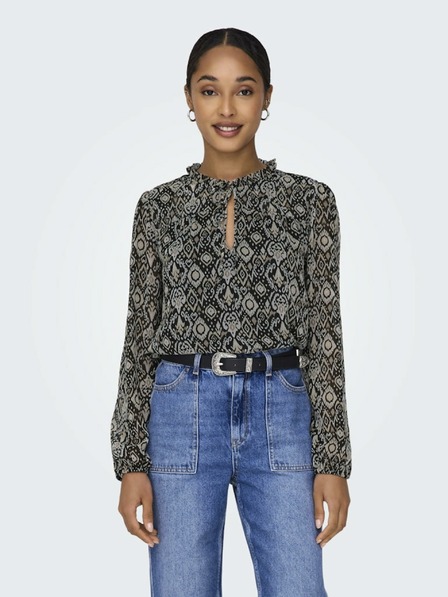 ONLY Beige und schwarz gemusterte Damenbluse ONLY Ditsy
