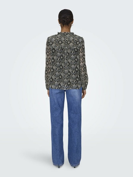 ONLY Beige und schwarz gemusterte Damenbluse ONLY Ditsy