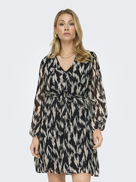 ONLY Beige-schwarzes gemustertes Damen-Kleid ONLY Cera