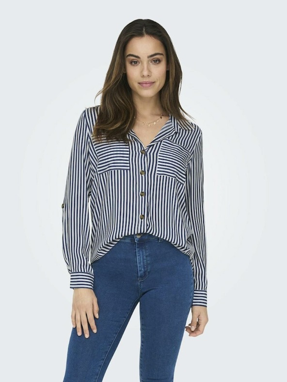 ONLY Weiß-blau gestreiftes Damenhemd ONLY Yasmin