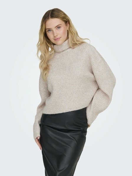 ONLY Cremefarbener Damenpullover aus Wollmischung ONLY Melanie