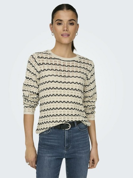 ONLY Cremefarbene gemusterte Damen-Strickjacke ONLY Asa