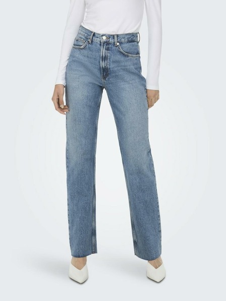 ONLY Blaue Straight-Fit-Jeans für Damen ONLY Riley