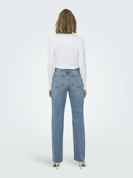 ONLY Blaue Straight-Fit-Jeans für Damen ONLY Riley