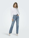 ONLY Blaue Straight-Fit-Jeans für Damen ONLY Riley