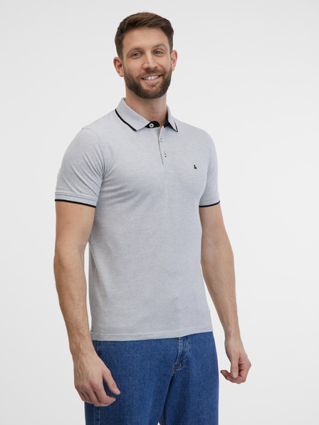 Jack & Jones Grau gestreiftes Poloshirt Jack & Jones Paulos