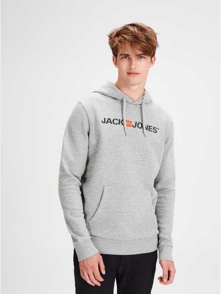 Jack & Jones Grau gestromter bedruckter Kapuzenpullover Jack & Jones