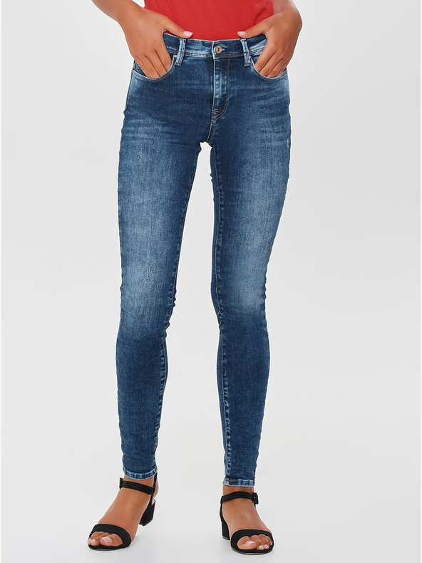 ONLY Blaue Skinny-Fit-Jeans mit Ripstop-Effekt ONLY