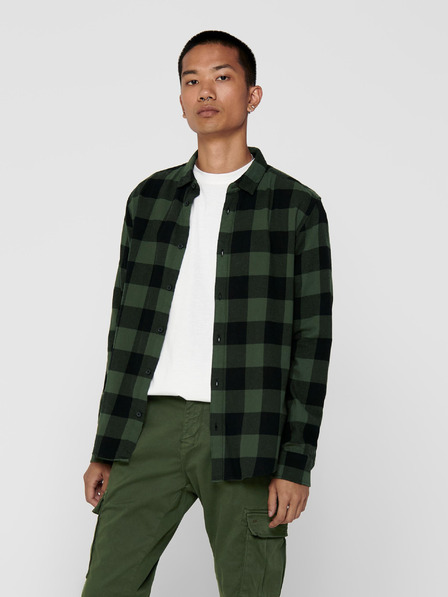 ONLY & SONS ONLY & SONS Gudmund Schwarz und Grün kariertes Hemd