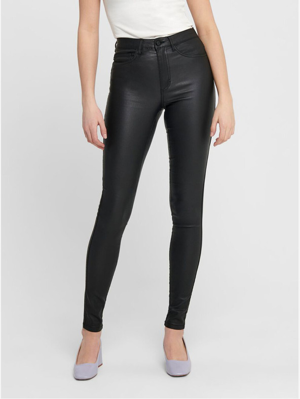 ONLY Schwarze Lederhose mit schmaler Passform ONLY Royal
