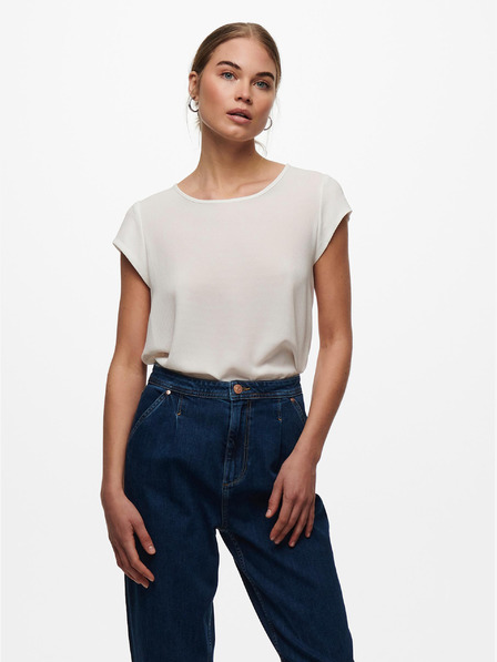 ONLY Cremefarbene Bluse mit Rückenreißverschluss ONLY Vic