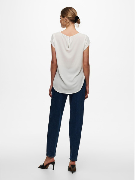 ONLY Cremefarbene Bluse mit Rückenreißverschluss ONLY Vic