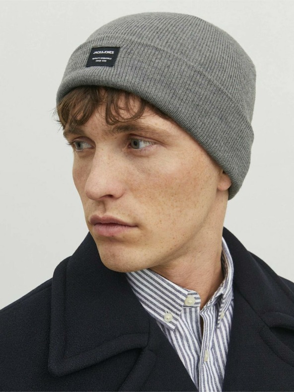 Jack & Jones Graue Strick-Wintermütze Jack & Jones DNA