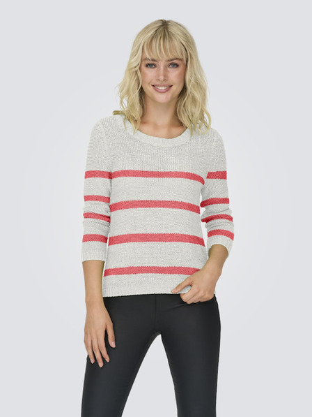 ONLY Orange-weiß gestreifter Damen-Pullover ONLY Geena