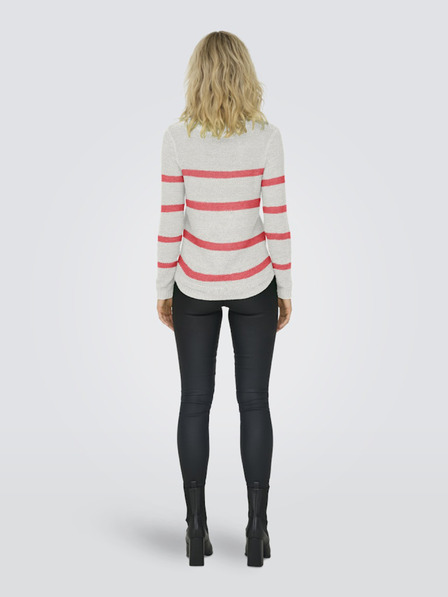 ONLY Orange-weiß gestreifter Damen-Pullover ONLY Geena
