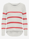 ONLY Orange-weiß gestreifter Damen-Pullover ONLY Geena