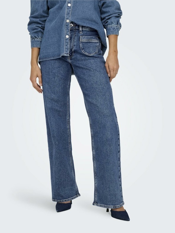 ONLY Blaue Damenjeans mit weitem Bein ONLY Juicy