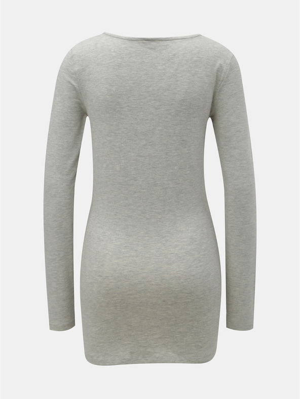 Vero Moda Grau gestreiftes Basic-Langarmshirt VERO MODA Maxi-Shirt