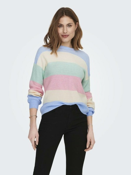 ONLY Rosa und blauer gestreifter Damenpullover von ONLY