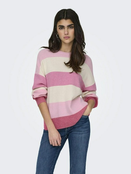 ONLY Rosa gestreifter Pullover für Frauen ONLY