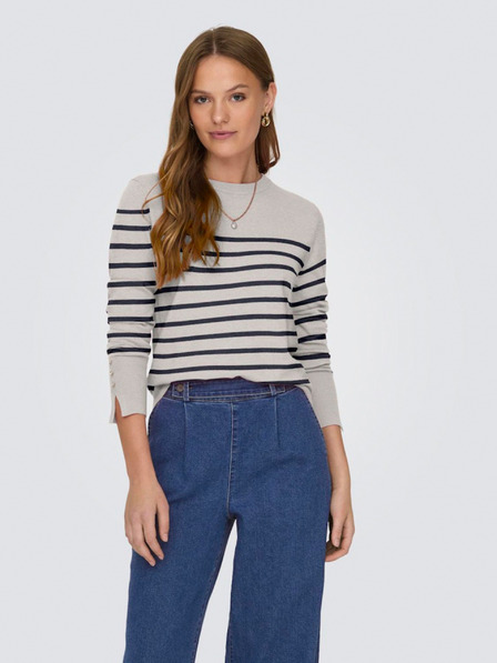 Jacqueline de Yong Blauer und beiger JDY Malou Damen Pullover mit Streifen