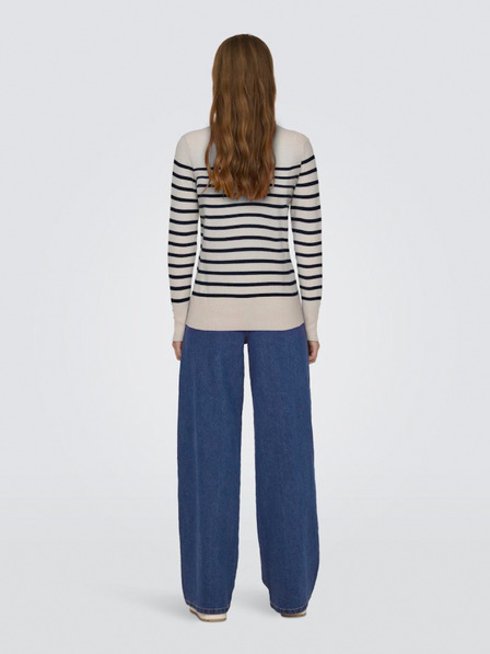 Jacqueline de Yong Blauer und beiger JDY Malou Damen Pullover mit Streifen